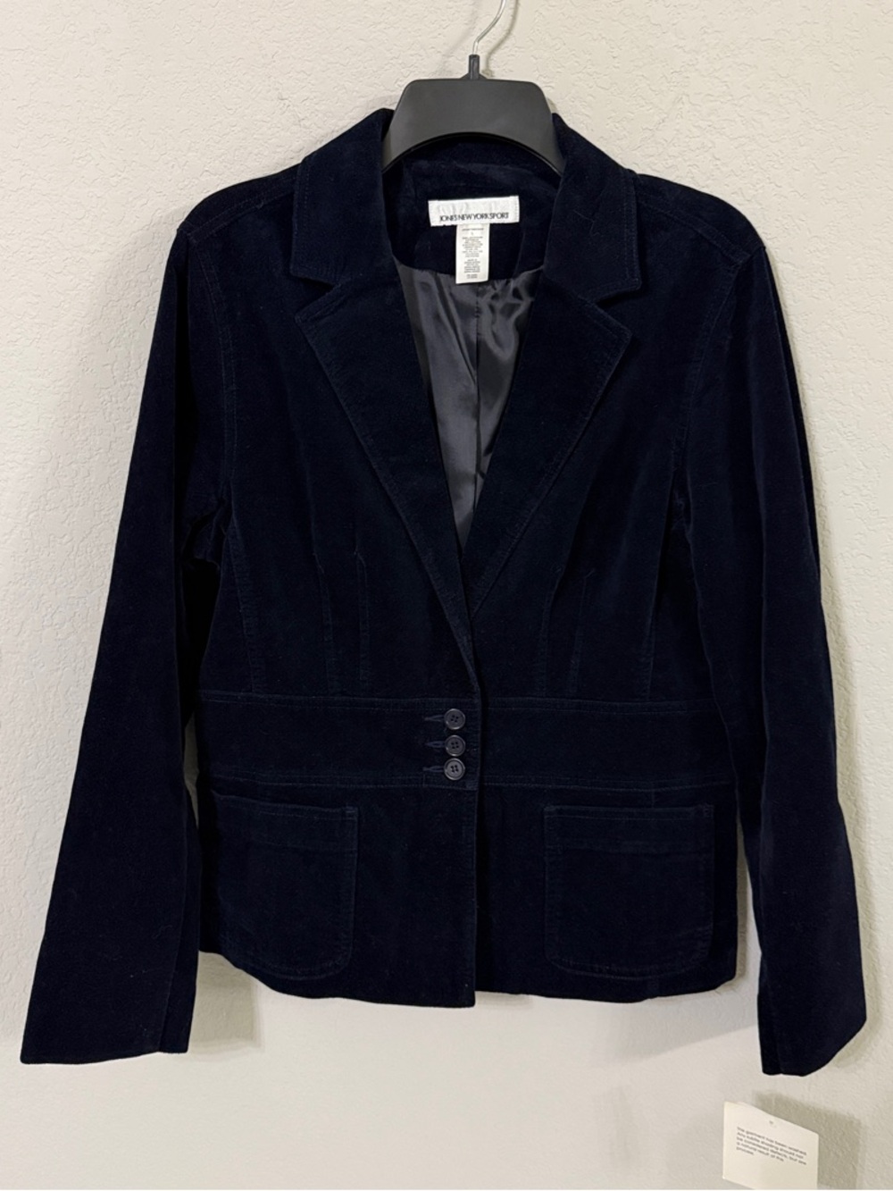Jones New York Navy Velvet Blazer